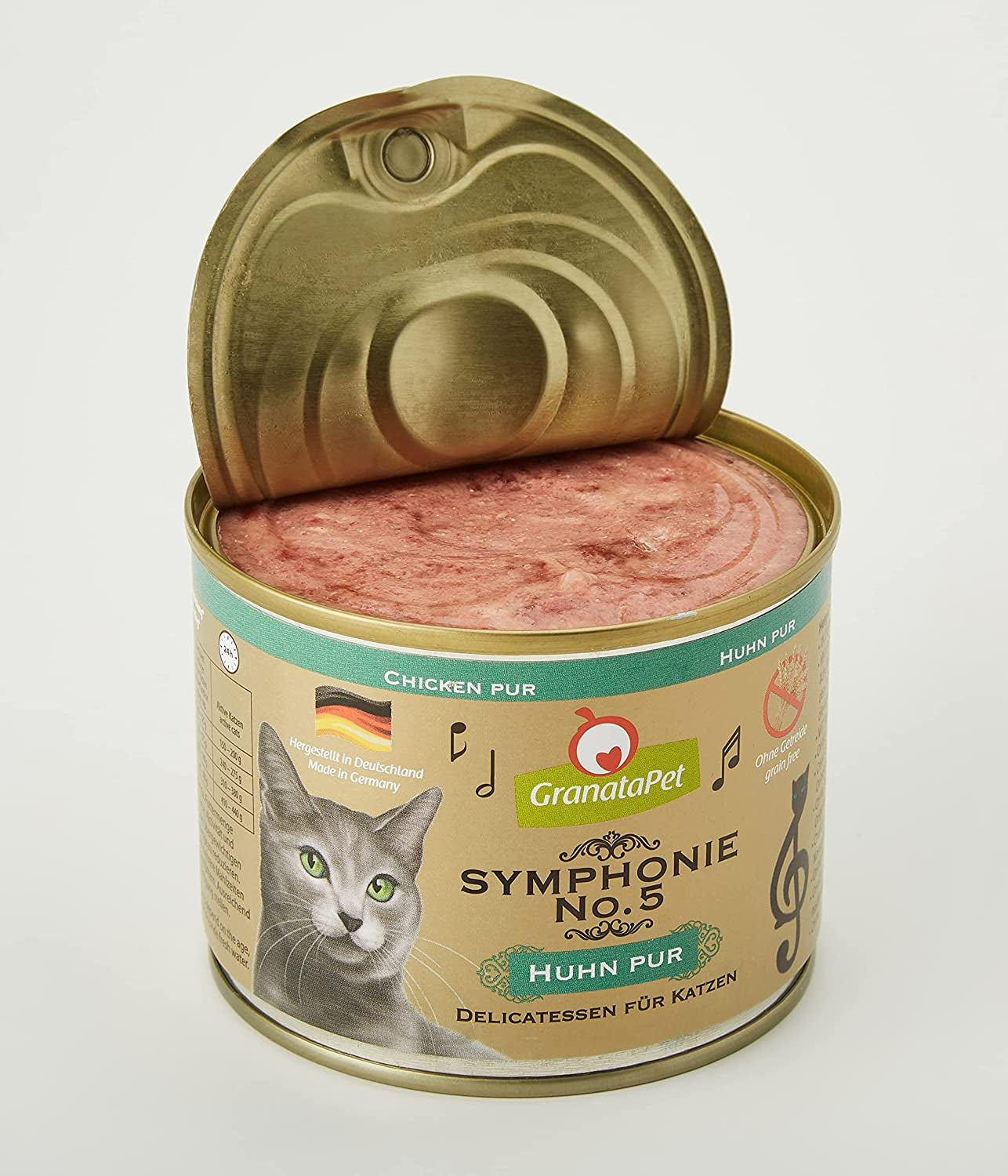 GranataPet Symphony No. 5 Puro Pollo, cibo per gatti senza cereali e senza zucchero, filetti in gelatina naturale, cibo umido delicato per gatti, 6 x 200g
