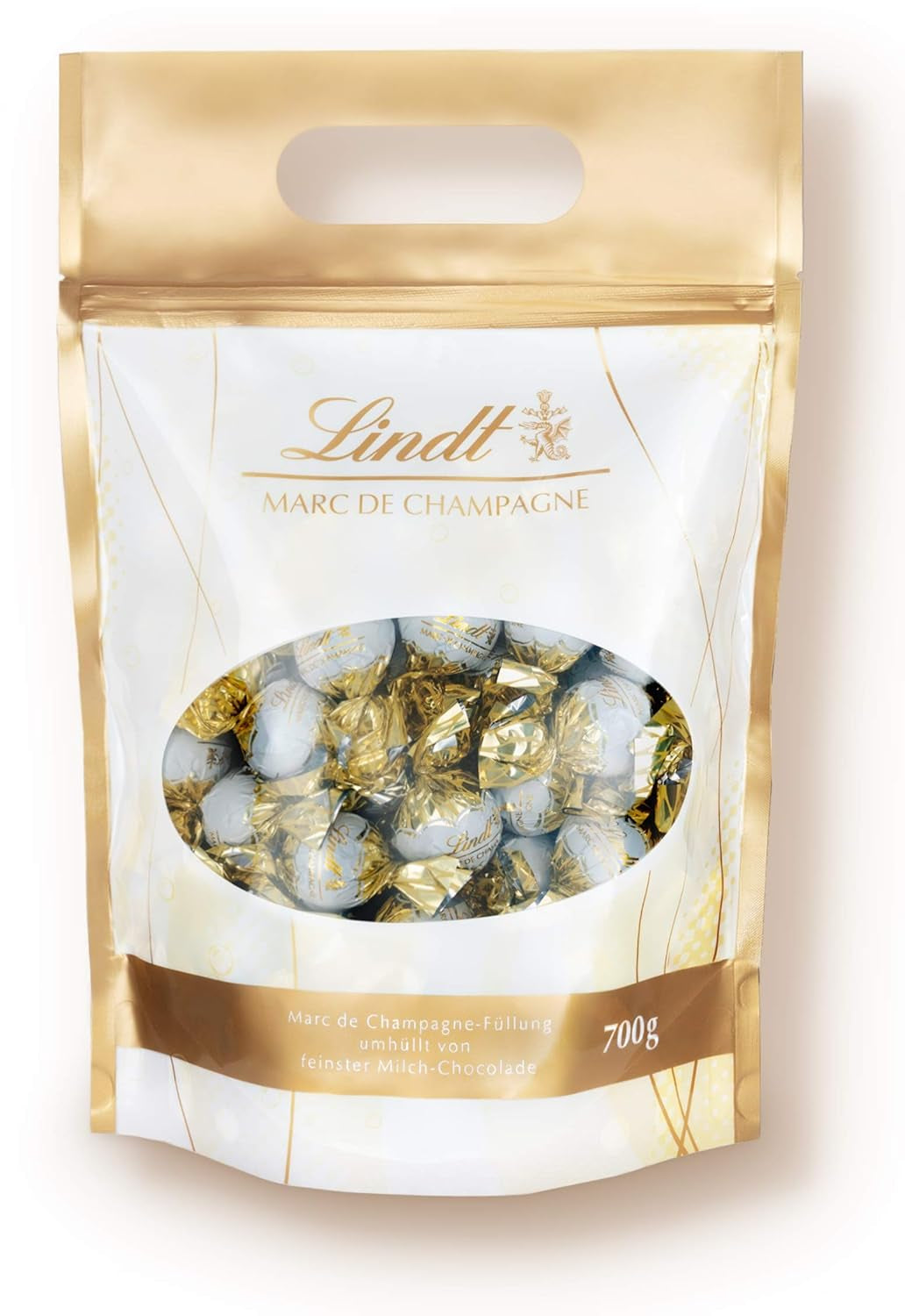Palline di cioccolato LINDOR con caramello salato | ca. 80 palline di cioccolato al latte con ripieno di caramello salato | Confezione sfusa e palline di cioccolato Marc de Champagne | 700 g