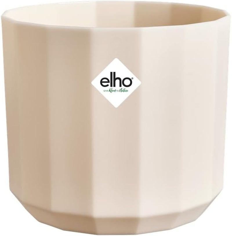 Vaso rotondo elho Facet 17 cm - per uso interno - 100% plastica riciclata - Ø 16,6 x H 14,9 cm - Rosa/Rosa mandorla