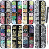 8 Boxen Nail Art Strass Kit - Nail Art Gemischt Strass Set, Nagel Kunst Strasssteine ​​​​Gems Perlen Edelsteine ​​​​Bunt Pferdeaugen Strass Für Nageldesign Zubehör Con 1 Pinzetten e 1 Strass Picker Für DIY
