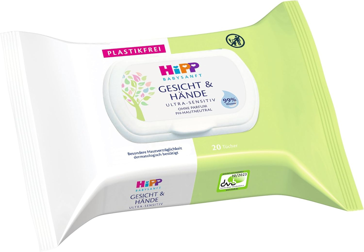 Salviette umidificate morbide HiPP Baby per viso e mani, confezione da 12 (12 x 20 pezzi)