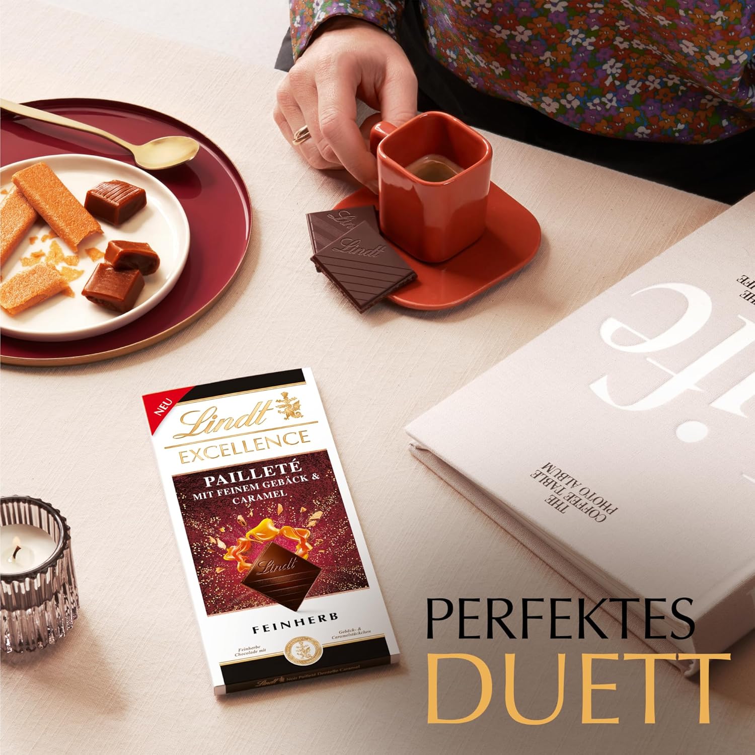 Lindt EXCELLENCE Bocconcini Di Pasta Con Paillettes E Caramello - Finissimo Cioccolato Fondente Dall'intenso Gusto Di Cacao