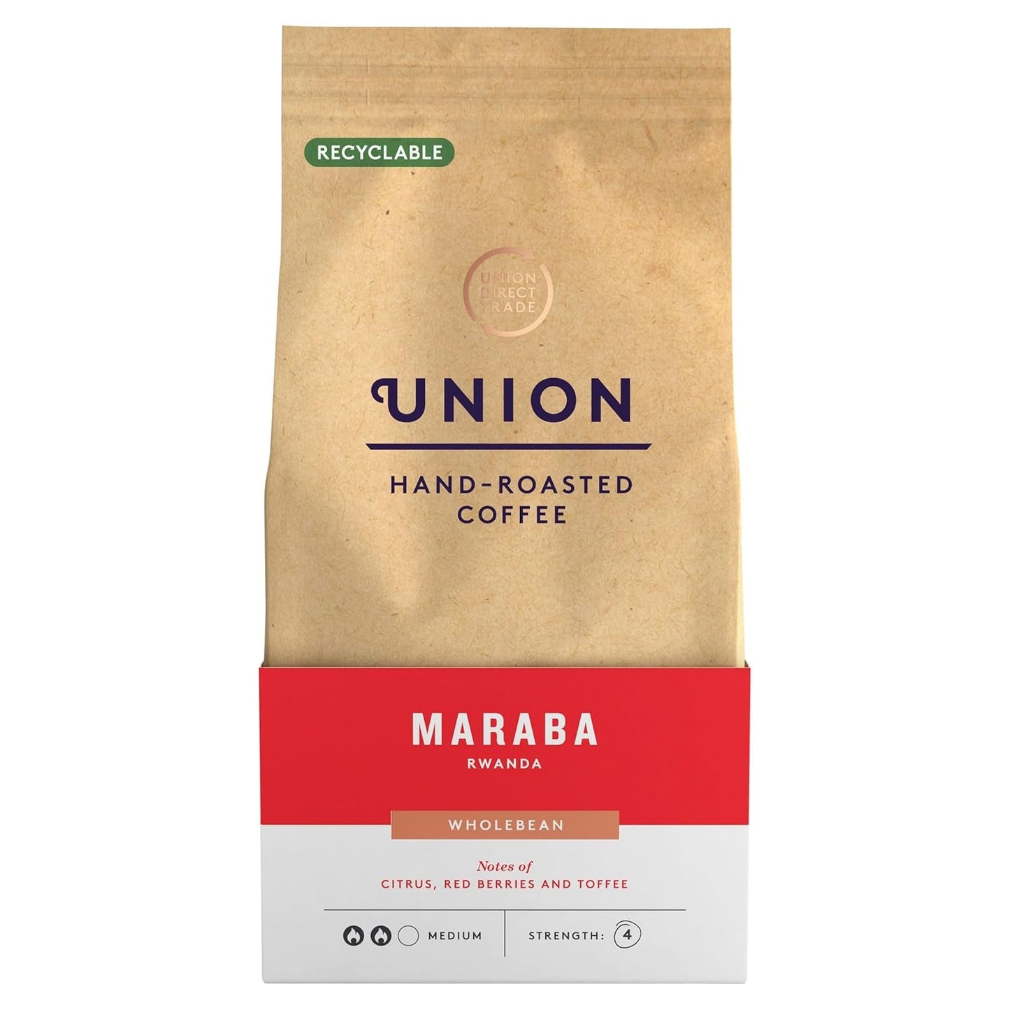 Caffè tostato a mano Union, Maraba, Rwanda, in grani interi, 200 g