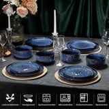 Homikit Servizio Piatti, Servizio Piatti 12 Pezzi per 4, Servizio Piatti Combo con Piatti, Piattini Dessert e Ciotole Cereali, Adatto al Microonde e alla Lavastoviglie, Elegante Blu