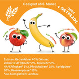 FRECHE FREUNDE Pesca Mela Banana Avena Purea di frutta biologica con cereali in un sacchetto comprimibile per bambini 6 mesi+ Vegano Confezione da 6 (6 x 100 g)