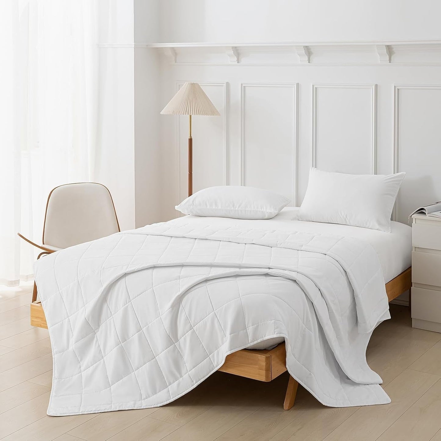 Good Nite Piumino Doppio, 4.5 Tog, Piumino Estivo, Piumino Doppio, Bianco, Trapunta, Poliestere, Morbido E Leggero E Lavabile In Lavatrice Con Fasce Angolari (Letto Matrimoniale 200 X 200 Cm) Coperte e Trapunte Naty Shop