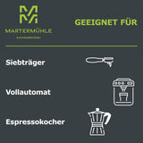 Martermühle Mexiko Bio Espressobohnen entkoffeiniert 1kg mittelkräftig I Arabica I Gusto: Nougat, Zartbitterschokolade I Ganze Bio Espresso-Bohnen schonend geröstet, säurearm