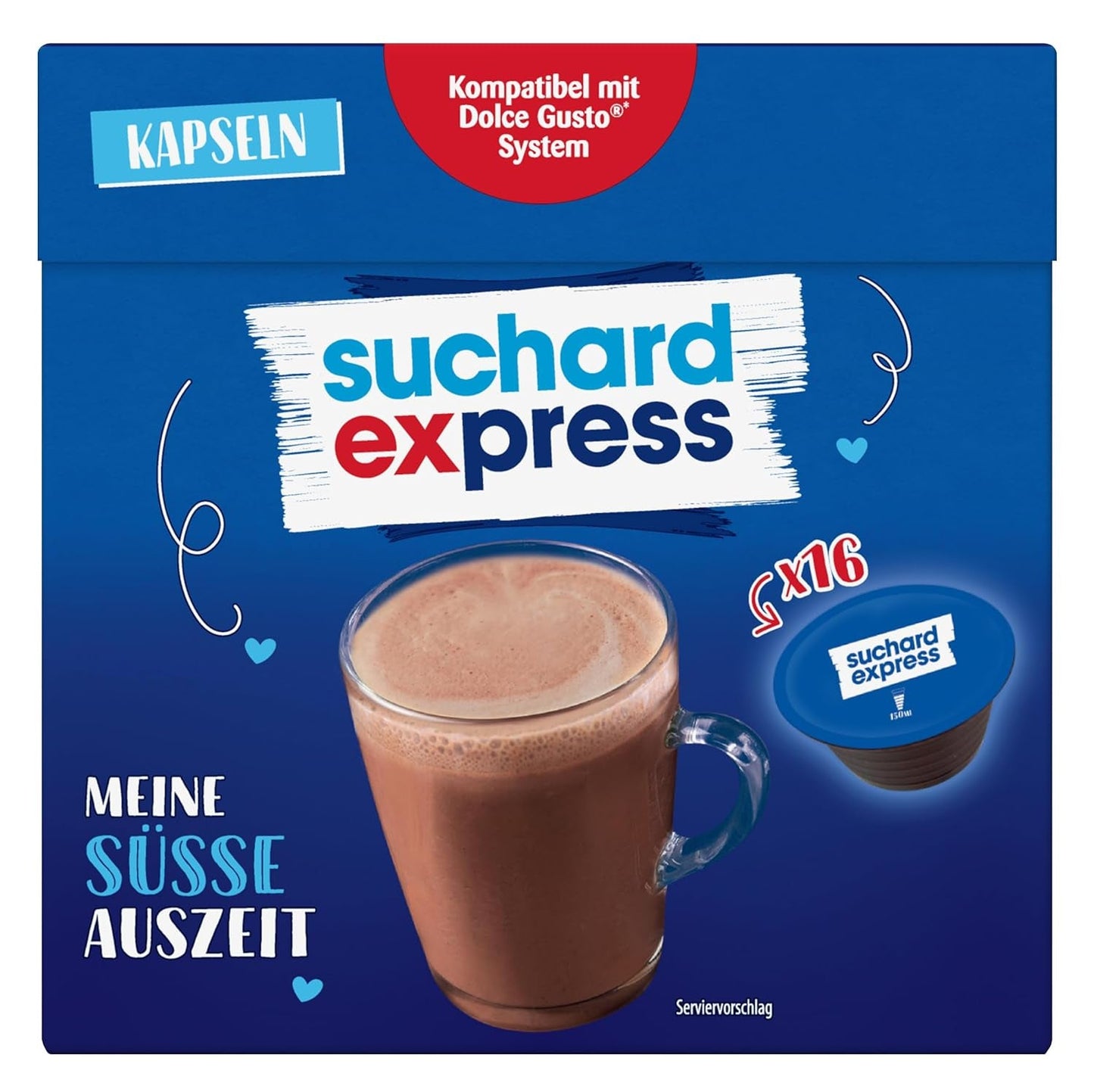 Capsule Suchard Express Kakao per Dolce Gusto, 3x 16 capsule, compatibili con la macchina Nescafé Dolce Gusto, Cremige Trinkschokolade