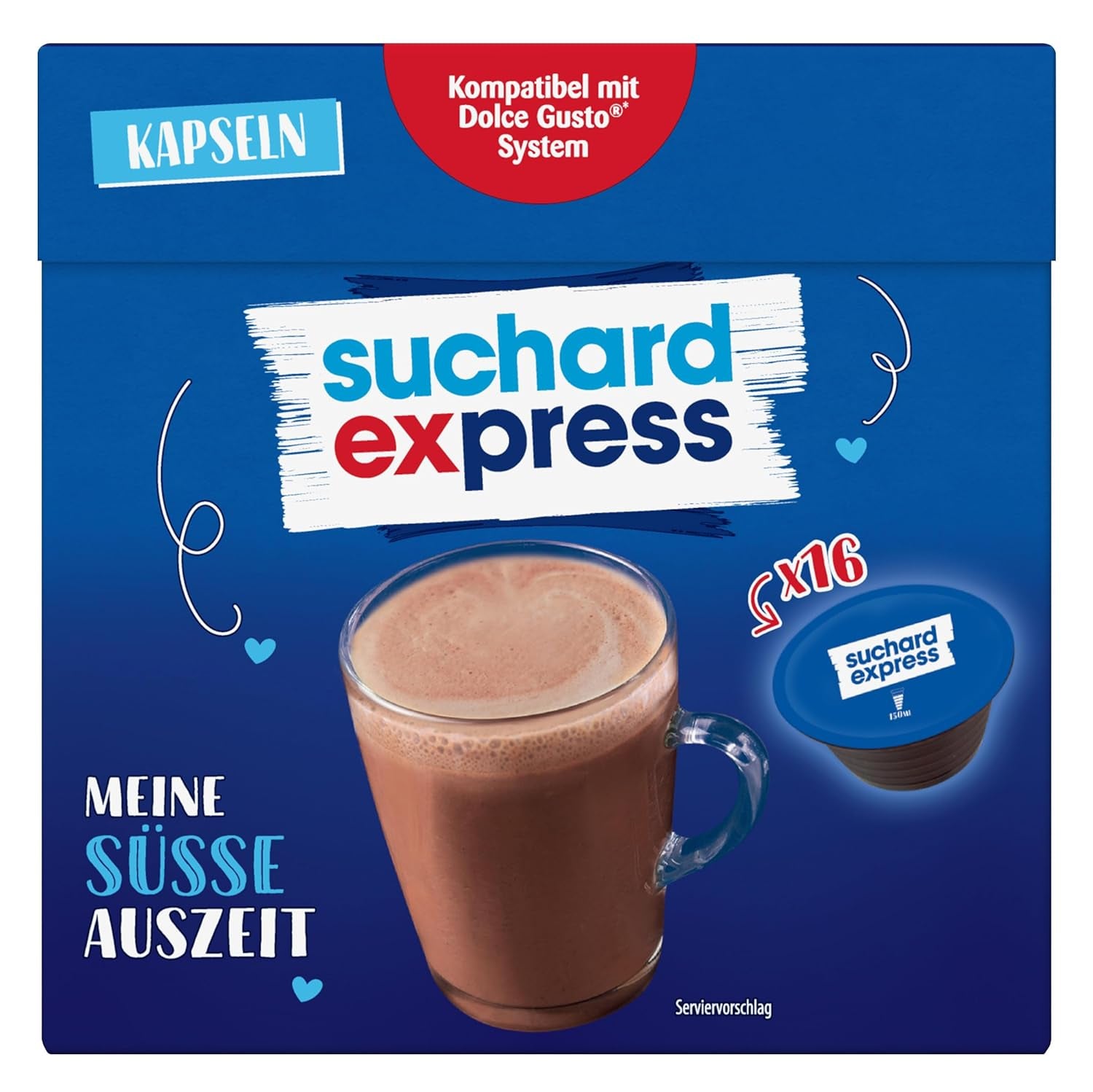 Capsule Suchard Express Kakao per Dolce Gusto, 3x 16 capsule, compatibili con la macchina Nescafé Dolce Gusto, Cremige Trinkschokolade