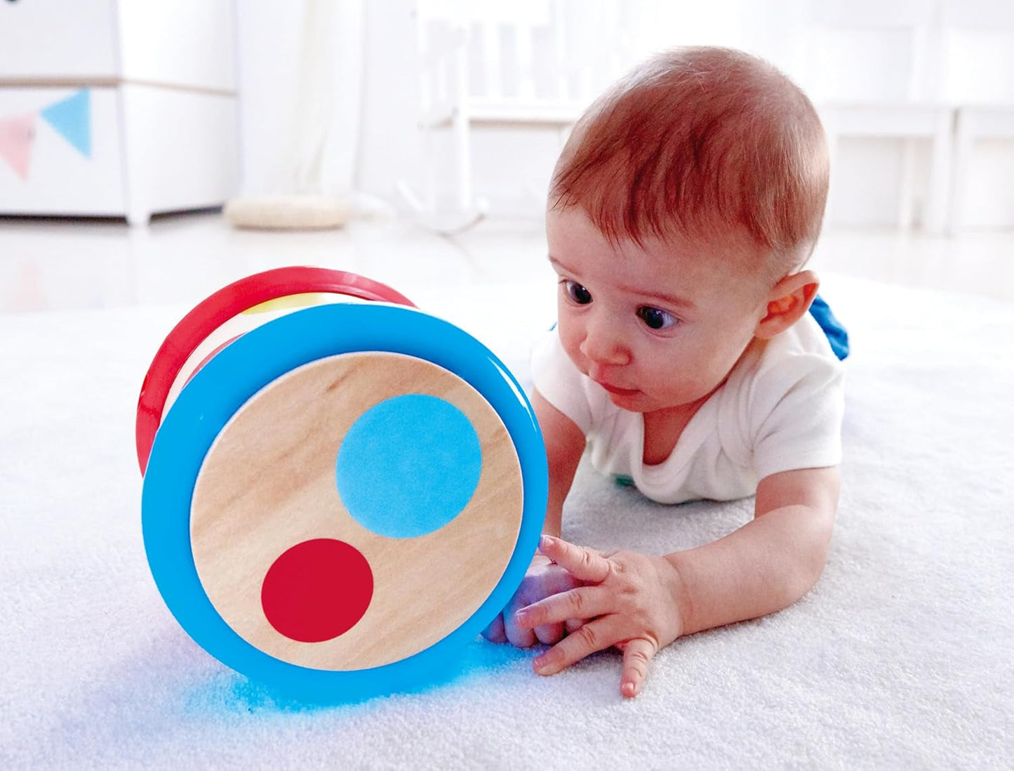 Tamburo per bambini Hape | Giocattolo musicale rotolante per i più piccoli per imparare il ritmo e i diversi suoni, funzionamento a batteria, a partire da 6 mesi Baby Toys Naty Shop