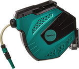 Avvolgitubo da parete Amazon Basics con tubo, a carica automatica, 15 m, verde navy, nero