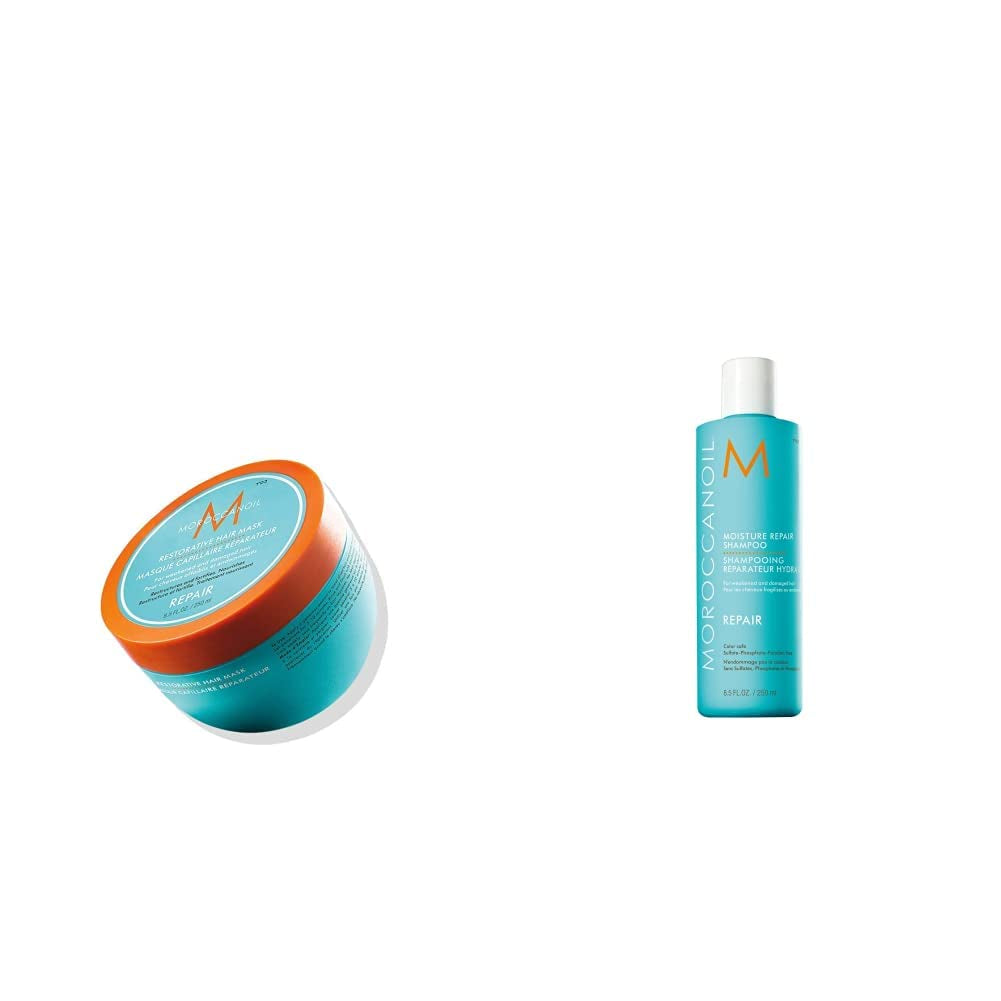 Moroccanoil Maschera Rinforzante per Capelli Naty Shop Maschera per Capelli 250 Ml (1 Confezione) Confezione con Shampoo Rigenerante
