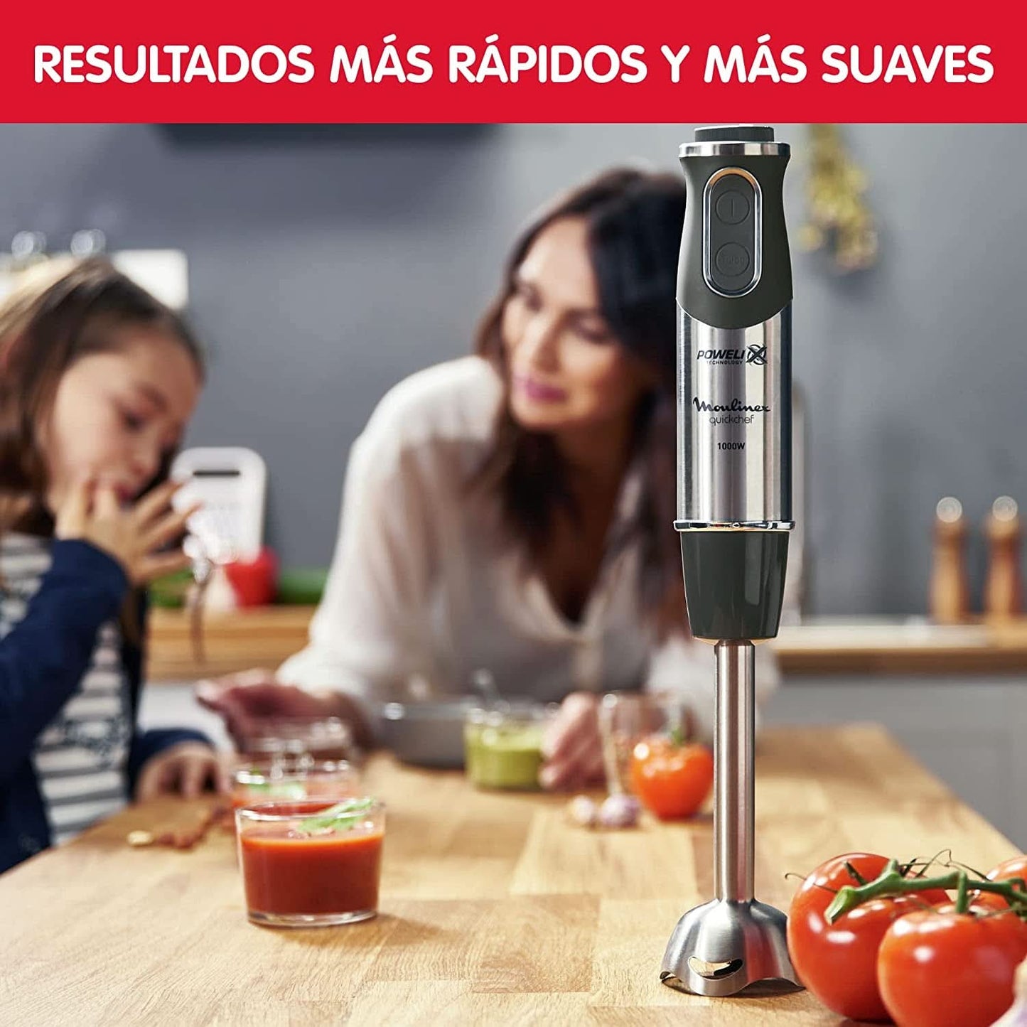 DD6558 DD655810 Quickchef Tauchmixer 3 in 1, tecnologia Powelix, 3 ripiani, acciaio inox, acciaio/nero Kitchen Naty Shop