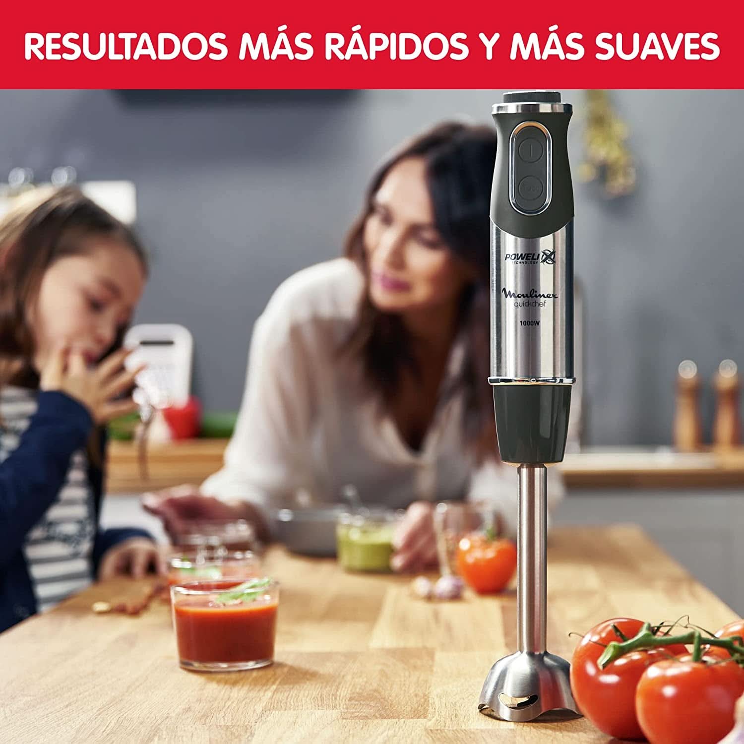 DD6558 DD655810 Quickchef Tauchmixer 3 in 1, tecnologia Powelix, 3 ripiani, acciaio inox, acciaio/nero Kitchen Naty Shop