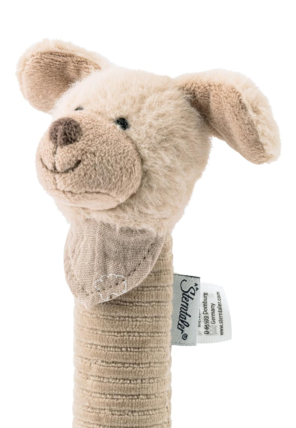 Sterntaler Baby squeaker Cane portafortuna - Giocattolo per neonati in materiale morbido e soffice con corda - Giocattolo da catturare per bambini - Primi tentativi di cattura e gioco, grigio-beige Bebe Toys Naty Shop