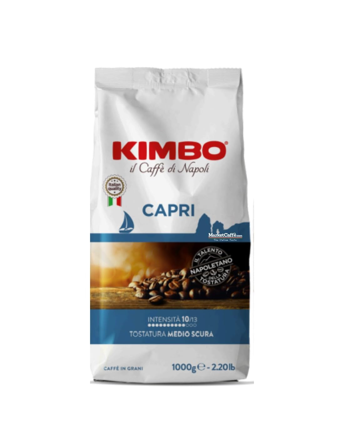 Caffè Capri in grani, tostatura media, sacchetto da 1 kg