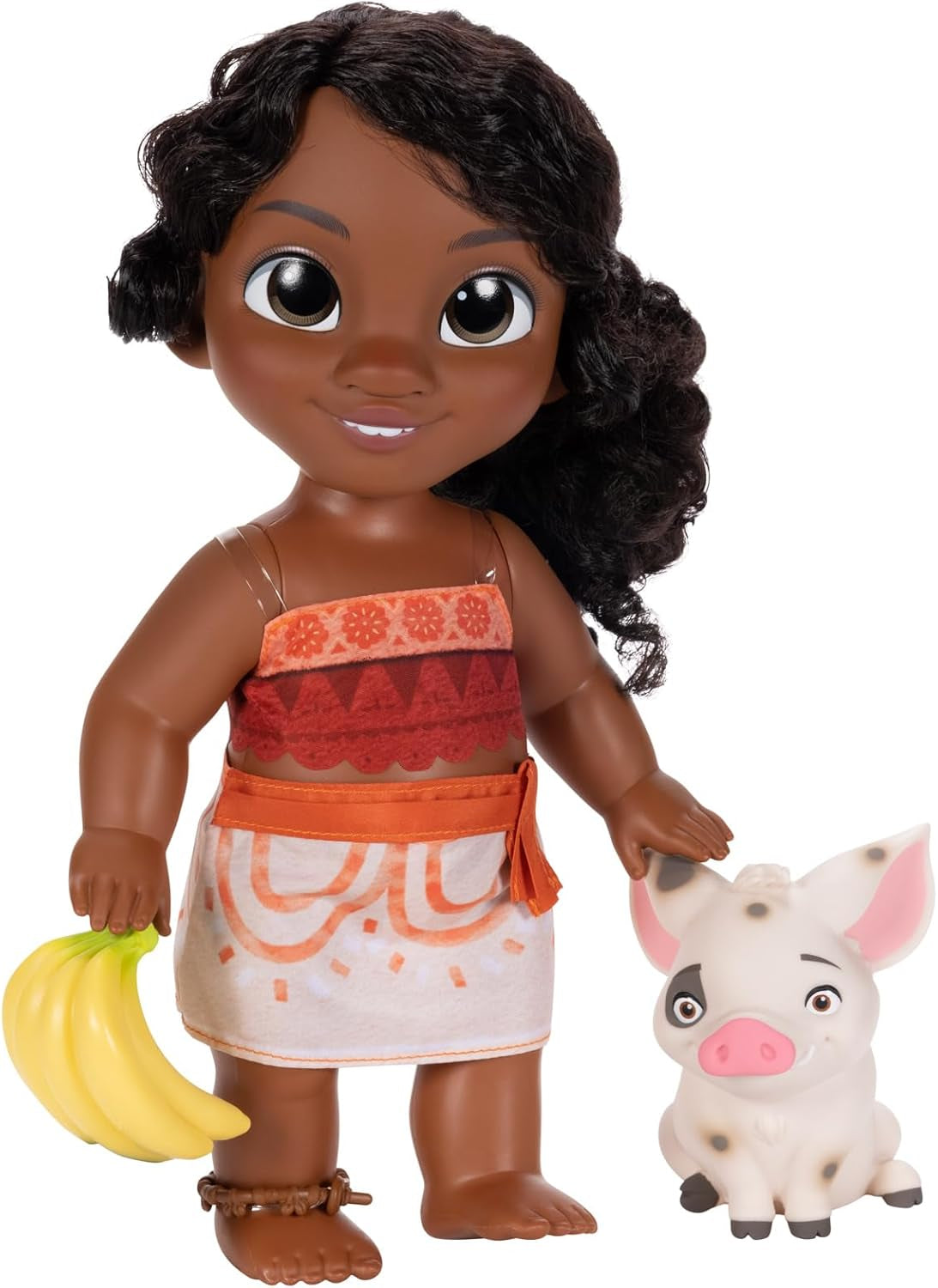 Jakks Pacific Moana 2 Little Sister Simea Doll e Pua Figure Playset alto 27 cm, include 1 vestito per bambola, 1 Pua, 1 mazzo di banane in plastica, consigliato dai 3 anni in su