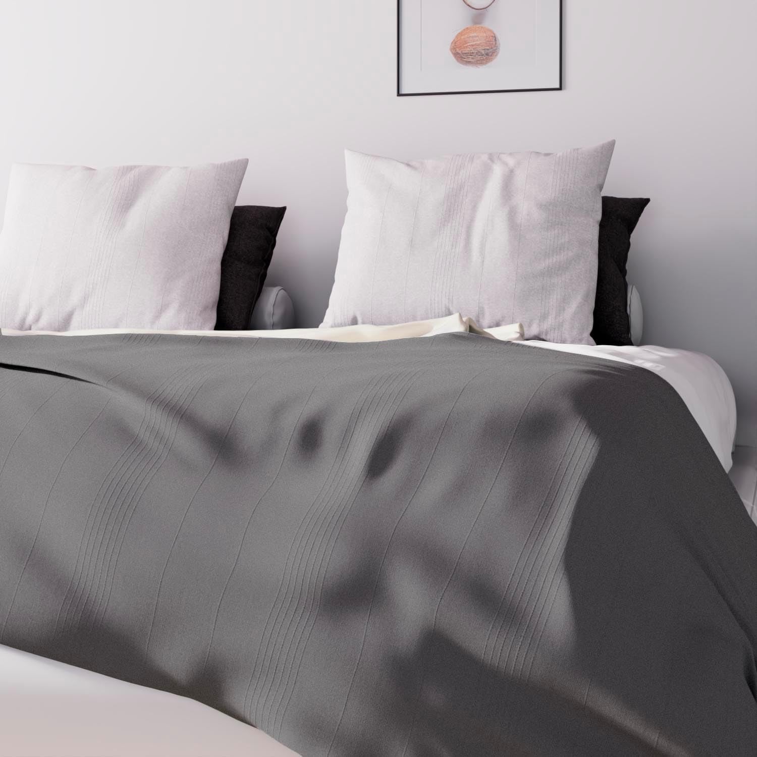 Soleil D'Ocre Adele, Copripiumino Zigzag, Copridivano, Polycoton, Grigio, 220 X 240 Cm Piumini e trapunte Naty Shop