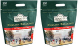 Tè Ahmad - Colazione inglese - Tè nero da colazione - Tè Assam e Ceylon - Bustine di tè inglesi senza fascia con 2 g di tè per porzione - Confezione grande da 300 bustine di tè (confezione da 2)