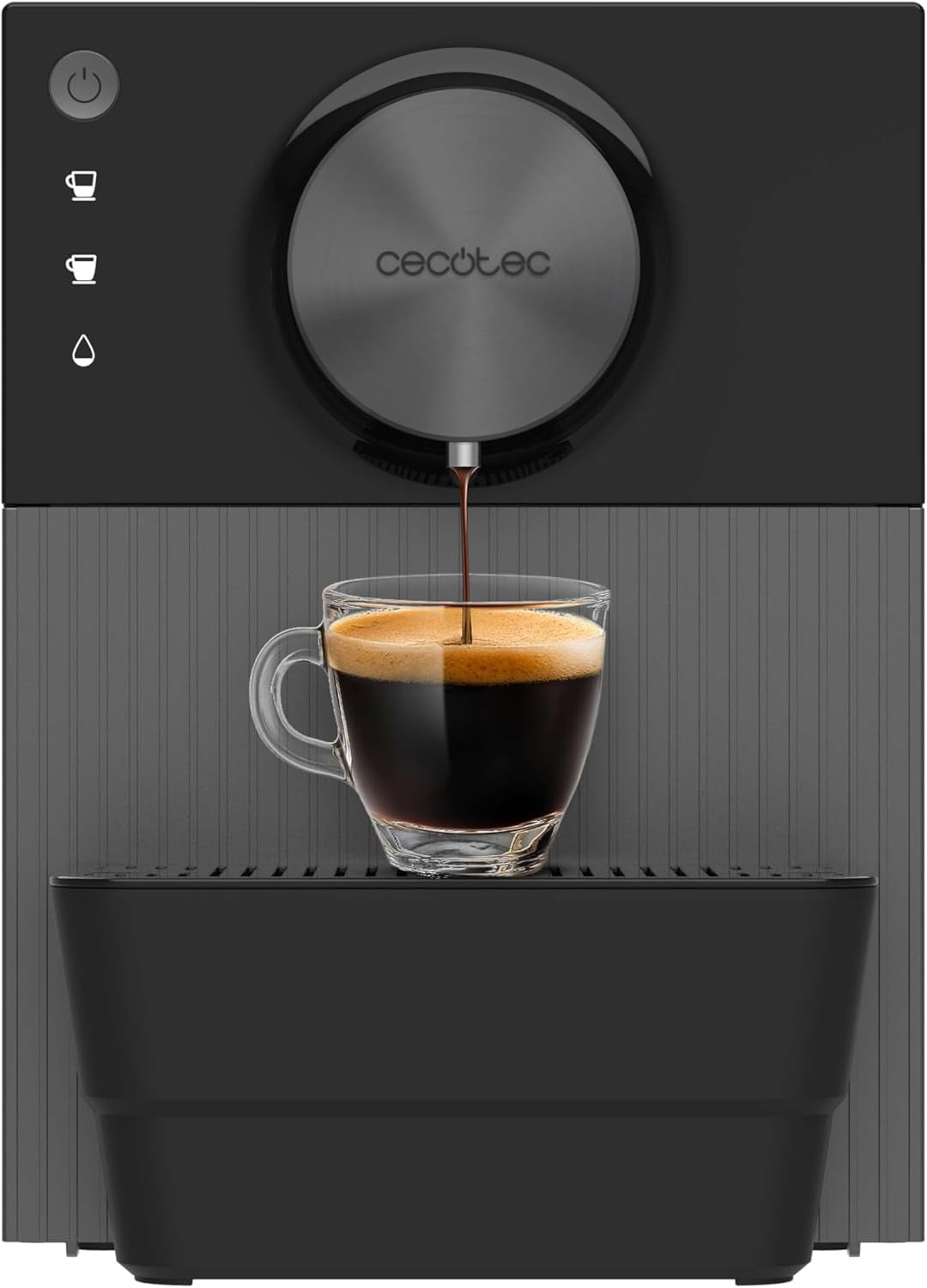 Macchina per caffè espresso compatta Cecotec Cremmaet Cube, 1350 W, sistema di pressatura 10 g, sistema di pre-infusione, 19 bar, sistema di blocco termico, 5 impostazioni di macinatura, pannello di controllo touch