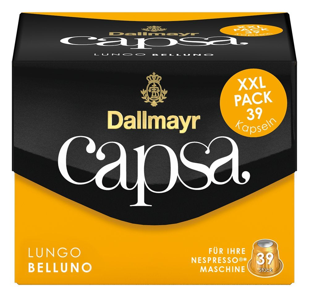 Capsa Lungo Belluno XXL, 39 capsule compatibili Nespresso, confezione 1 (1 x 218 g) e Capsa prodomo, 56g