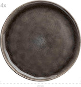 MÄSER 934073 Niara Organic Series Moderno set di stoviglie per 4 persone con emozionante look vintage, servizio combinato da 16 pezzi con una speciale combinazione di smalti nero e marrone, gres