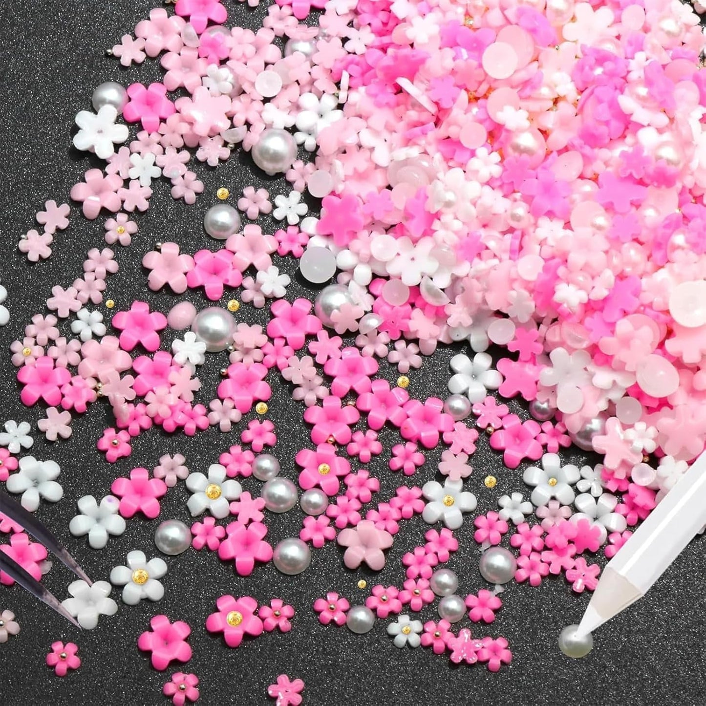 1 Karton Nail Art Charms, 3D Flowers Nagelkunst Charms, Acryl Blumen Nagel Strass Mit Ornamenten, Nagel Edelsteine, Nagel Zubehör Für Mädchen, Nagelkunst Dekoration, DIY Handwerk Nail Design