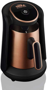 Arzum Okka Minio Caffettiera Turca, Moka, 1-4 Tazze, Pentola in Acciaio Inossidabile da 300 ml, Protezione Antiversamento, Sistema di Infusione Intelligente, Pentola Lavabile, 480 W, Rame