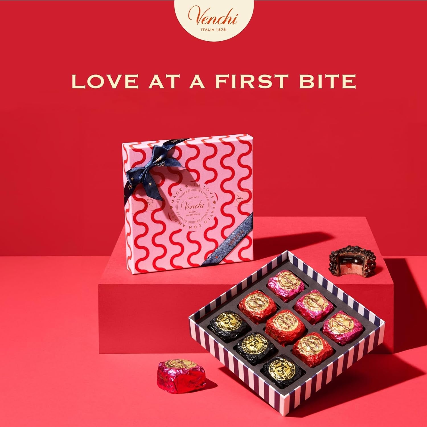 Venchi - Scatola da 9 Cioccolatini Assortiti, 175g, Senza Glutine, Senza Coloranti né Conservanti, Idea Regalo San Valentino