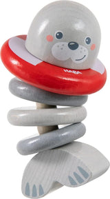 HABA 306691 - Foca a sonaglino, giocattolo da afferrare a partire da 6 mesi, Made in Germany, grigio Baby Toys Naty Shop