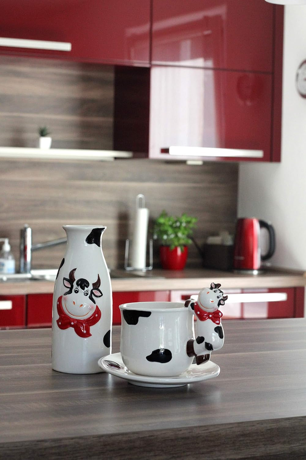 Dekohelden24 scatola portaoggetti in ceramica per mucche, ca. 12 x 11 x 20,5 cm, 20 contenitori per alimenti Naty Shop