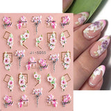 JMEOWIO 3D Nagelsticker Frühling Blume Nail Art Sticker Selbstklebend Nagelaufkleber 5D Stereoscopic Buntes Sommer Blumen Dekoration Nageldesign Zubehör 4 Blatt