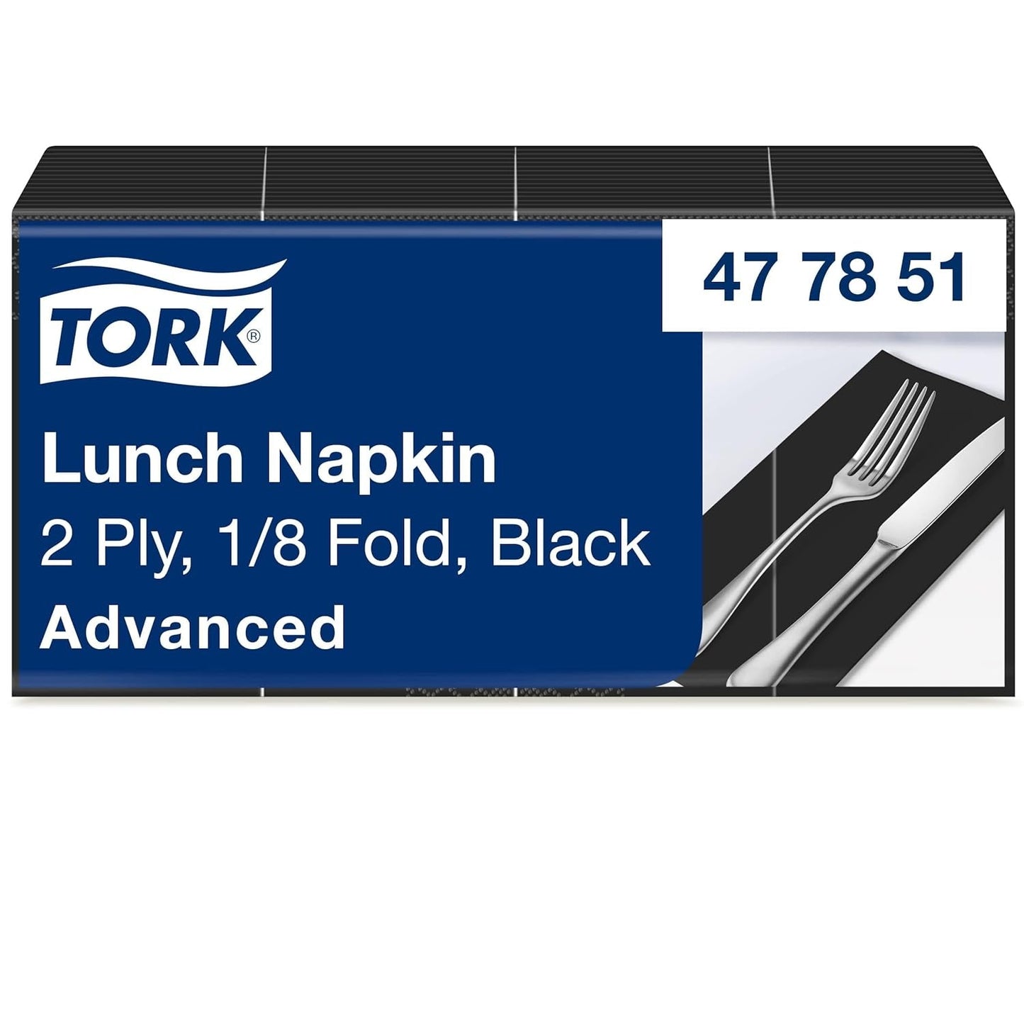 Tork 477851 Tovaglioli pranzo neri piega 1/8 / Tovaglioli di carta prepiegati a 2 veli per snack o piccoli pasti / Qualità avanzata / Tovaglioli 10 X 200 (2000) / 32,6 X 33 cm (L X P)