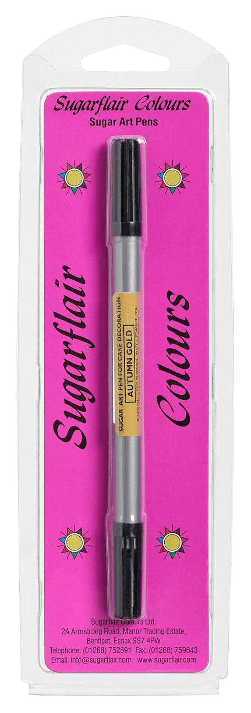 Sugarflair Gold Penne coloranti alimentari dorate con disegno di zucchero - Penna per alimenti commestibili, penna per torte, fondente, marzapane e glassa reale - 1 pezzo