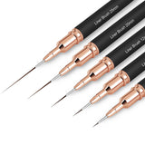 Pennelli per unghie, 5 pezzi Pennelli per contorno unghie, Set di pennelli per pittura, Strumento per disegnare la punta delle unghie per linee lunghe, Dettagli sottili, Disegno fine nelle dimensioni 6/9/12/15/18 mm, Nero