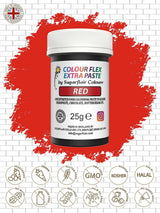 Colorante alimentare Sugarflair Colourflex Extra Paste, rosso - Colorante alimentare commestibile per crema al burro, cioccolato, pasta di zucchero, glassa, fondente, miscele per torte, impasti e altro - 25 g