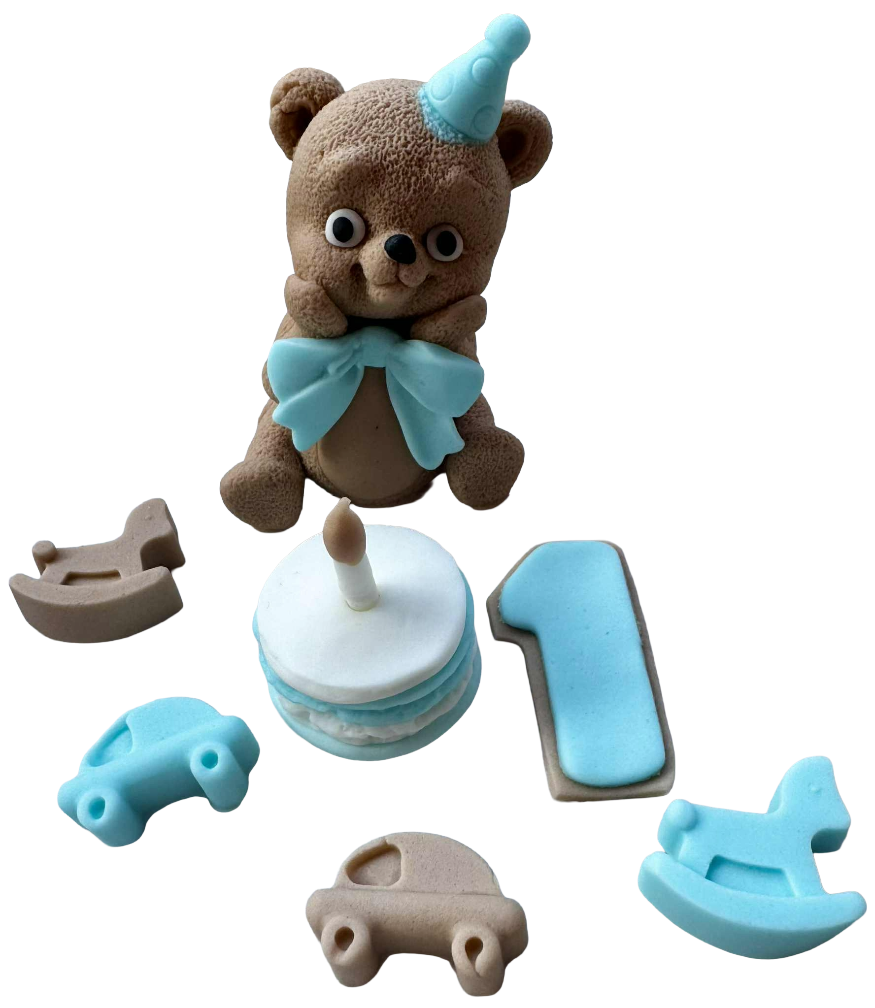 Set di 7 decorazioni commestibili, decorazioni di compleanno di Sugar Paste Nati Shop