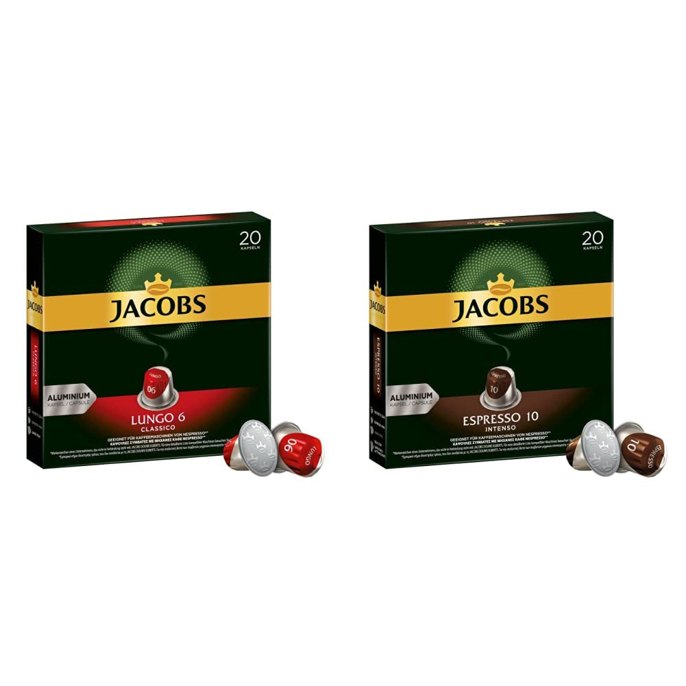 Caffettiere Lungo Classico, Intensità 6 von 12, 10 x 20 Capsule & Caffetterie Espresso Intenso, Intensità 10 von 12, 200 Capsule compatibili Nespresso®*, 10 x 20 Getränke