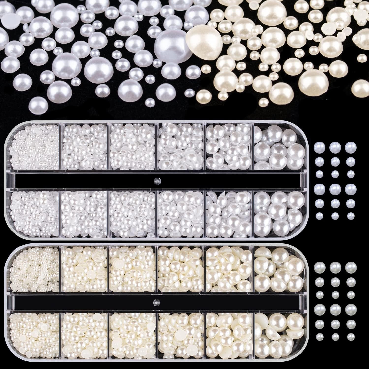 GZMAYUEN Nail Art Perle Micro Caviar Per Nägel, 0.3-3Mm Goldene Silber Mini Caviar Strasssteine, Weiß Beige Mini Nägel Perle Mikroperlen Dekor Per Nägel