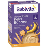 Porridge serale con biscotti e banane (4x500g), porridge di latte di 5 mesi, senza zuccheri aggiunti, con preziosi minerali e vitamine, molto saziante
