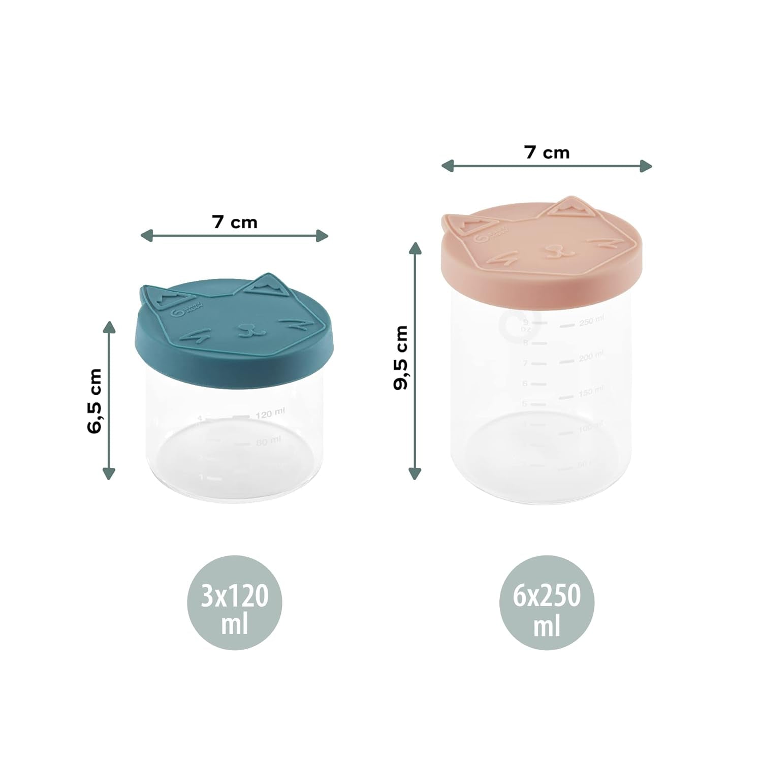 Babymoov ISY BOWLS contenitori per alimenti per bambini in vetro robusto e resistente alla temperatura - per conservare/congelare alimenti per bambini, 6x 250ml + 3x 120ml Contenitori per alimenti Naty Shop