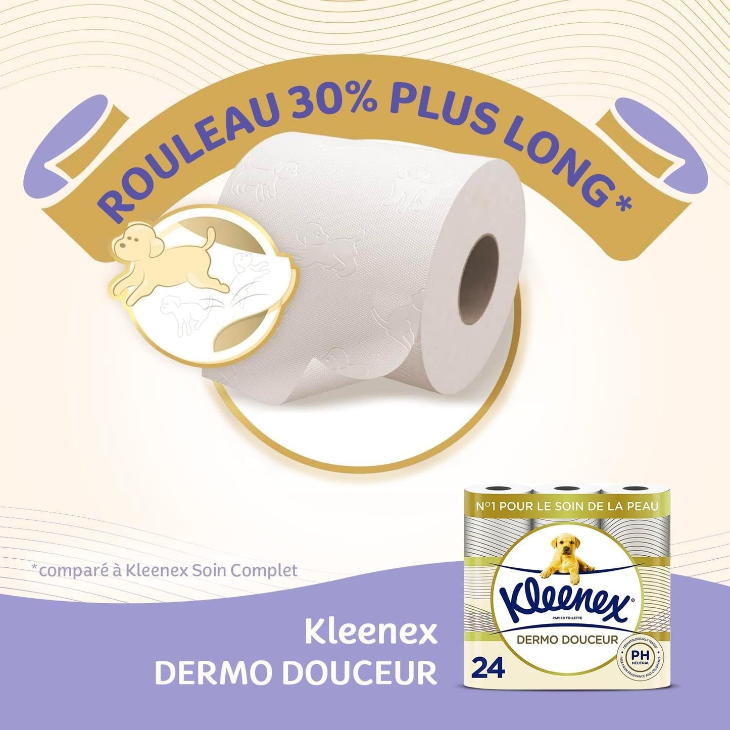 KLEENEX Dermo Douceur 4230420 Carta igienica, 24 rotoli (4 X 6 rotoli) bianco, 24 Unité (lotto di 6)