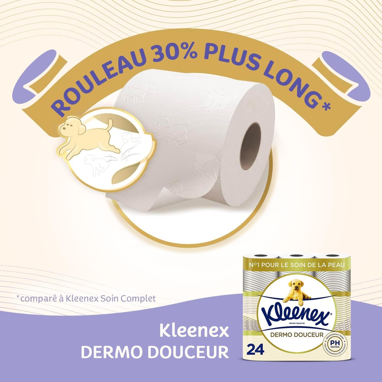 KLEENEX Dermo Douceur 4230420 Carta igienica, 24 rotoli (4 X 6 rotoli) bianco, 24 Unité (lotto di 6)