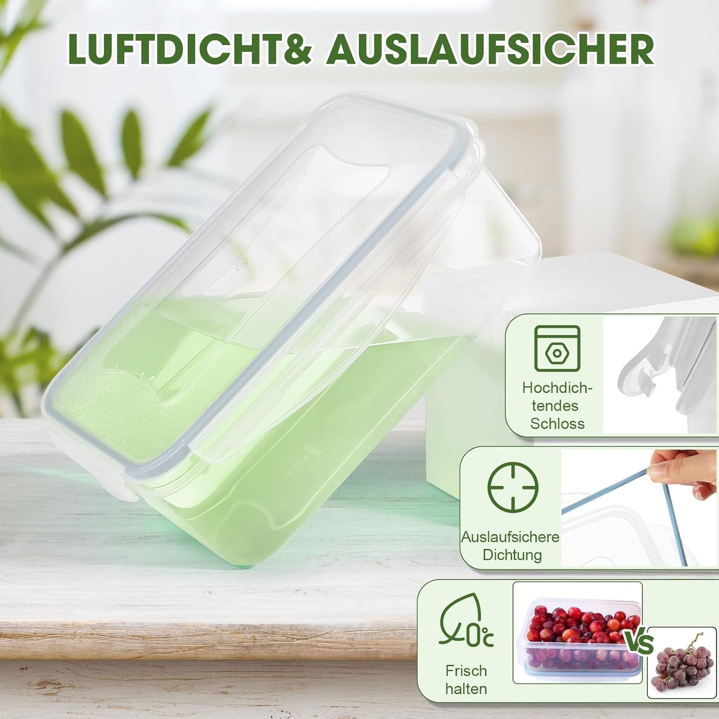 YASHE Barattolo per alimenti con coperchio, Set barattoli in plastica da 12 pezzi, Senza BPA, 100% a tenuta stagna, impilabile, Scatole trasparenti per alimenti Naty Shop