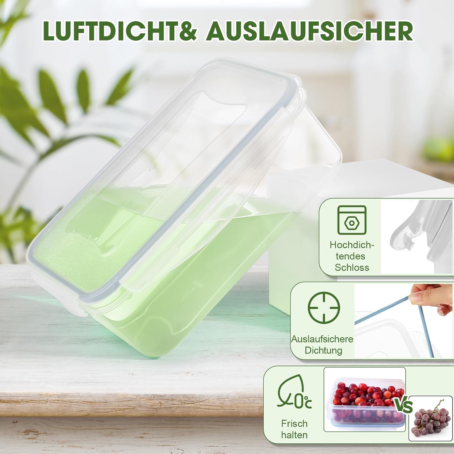 YASHE Barattolo per alimenti con coperchio, Set barattoli in plastica da 12 pezzi, Senza BPA, 100% a tenuta stagna, impilabile, Scatole trasparenti per alimenti Naty Shop