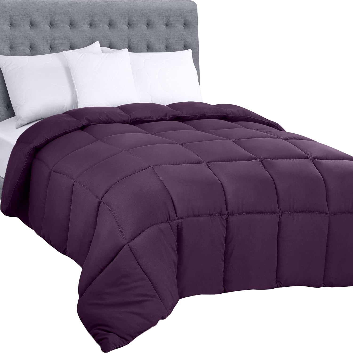 Biancheria da letto Utopia, piumino per tutte le stagioni, imbottitura in fibra siliconata da 250 g/m², per letto matrimoniale, cucito in scatola (matrimoniale XL grigio chiaro) Naty Shop Viola King Piumini e trapunte (1 confezione)