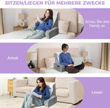 Grande cuscino da lettura con maniglia, schiuma ad alta densità, cuscino ergonomico per la schiena, braccioli, supporto per il collo e poggiatesta, cuscino del sedile reclinabile per dormire, giocare, guardare la TV, per letto e divano