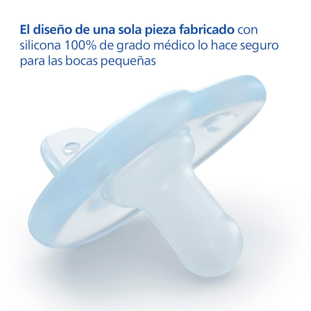 Philips AVENT Soothie - Succhietto senza BPA per bambini da 0 a 6 mesi, blu/azzurro (modello SCF099/21)