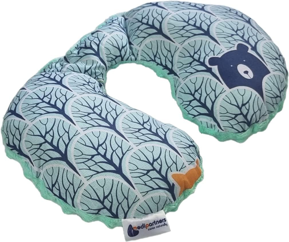 Medi Partners Cuscino per il collo per bambini Supporto per il collo 100% cotone / minky cuscino per il collo per bambini per auto passeggino viaggio viaggio sonno cuscino per il collo snooze roll (REH con Minky grigio) Cuscini ortopedici cervicali Naty Shop Forest con Minzer Minky