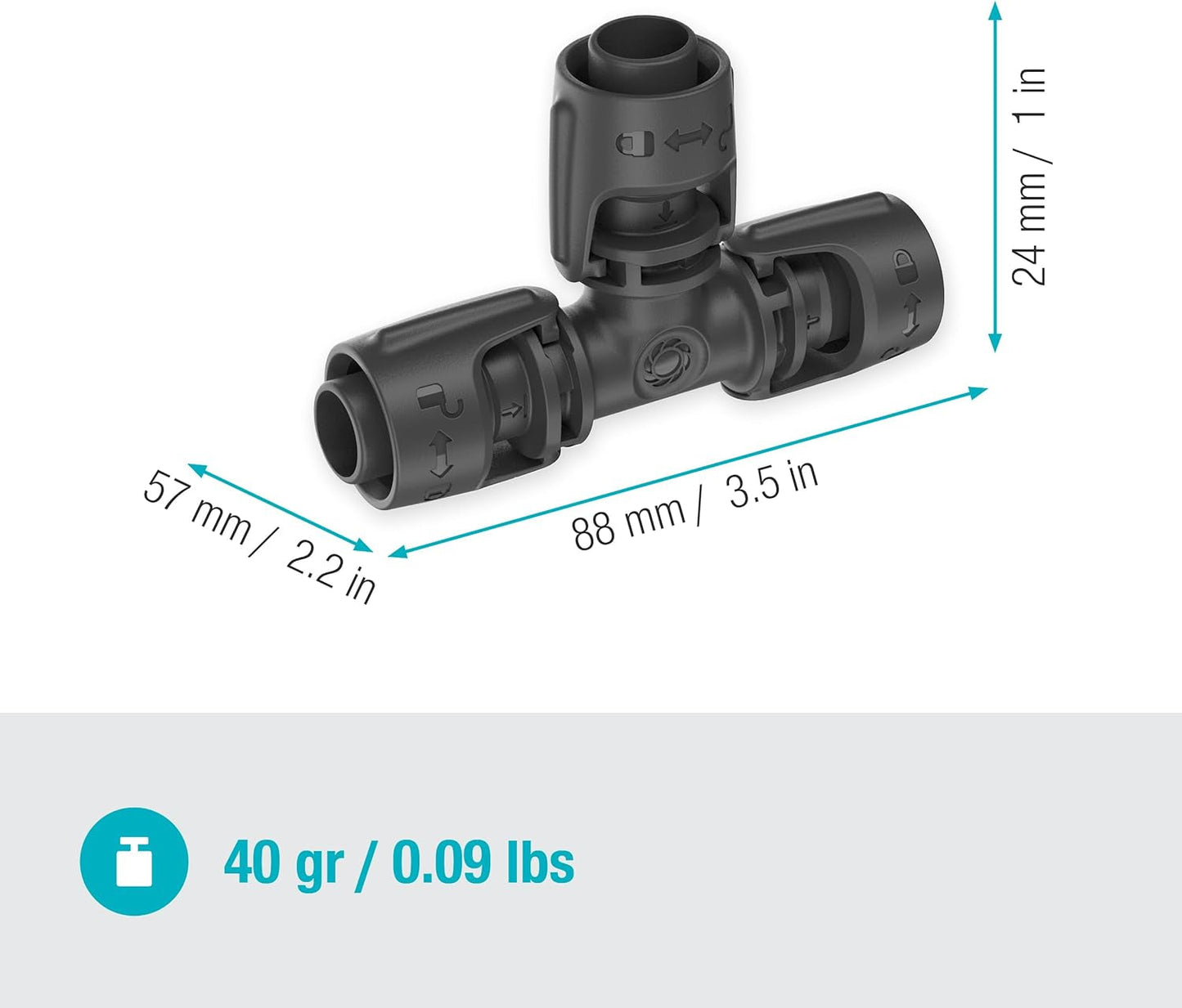 Gardena Sistema di irrigazione Micro-Drip Raccordo a T 13 mm (1/2"): Connettore per tubi di alimentazione da 13 mm, diramazione a T, irrigazione automatica, riutilizzabile (13201-20)